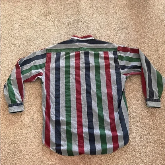 Vintage Tommy Hilfiger Multicolored Button-Down Long Sleeve 100% Cotton - Picture 3 of 8